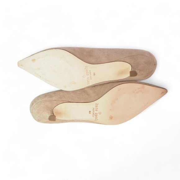 Kate Spade Dale Suede Pointed Toe Low Heel Pumps Cashmere Kid Beige Women's 8M - Picture 8 of 12